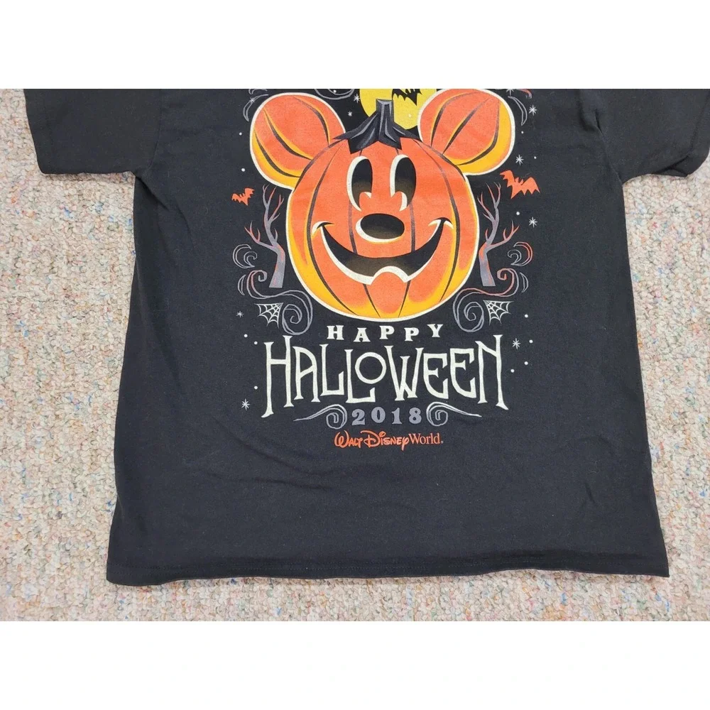 Disney Parks Shirt Kids Large Black Mickey Mouse Pumpkin Happy Halloween 2018